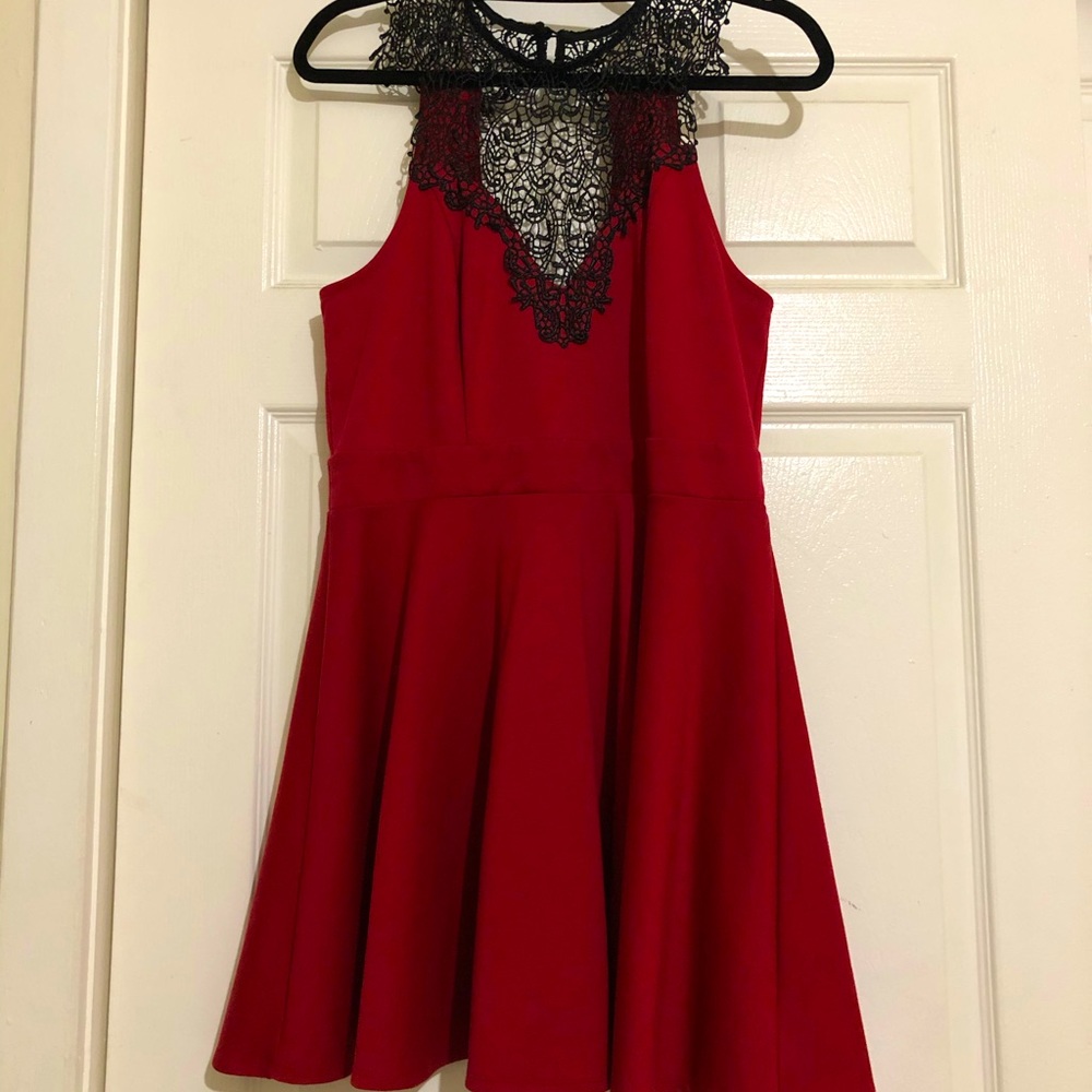 Material Girl Red & Lace Dress